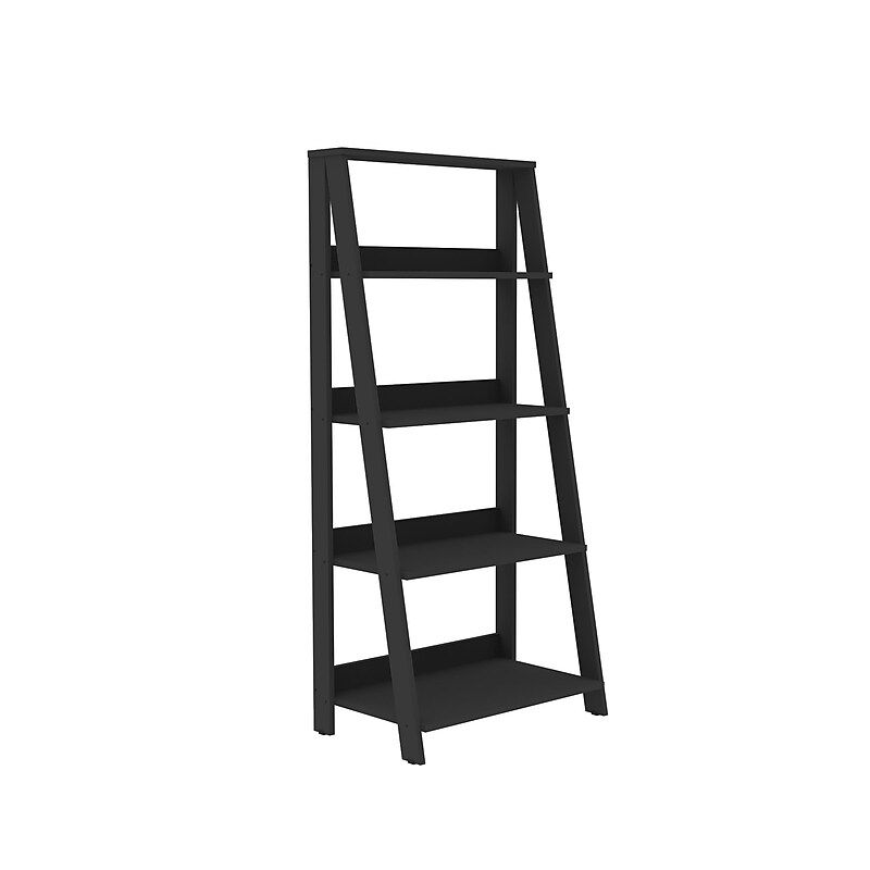 Walker Edison 55" Wood Ladder Bookshelf - Black (SPS55LDBL) image 1