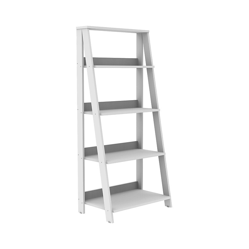 Walker Edison 55" Wood Ladder Bookshelf - White (SPS55LDWH) image 1