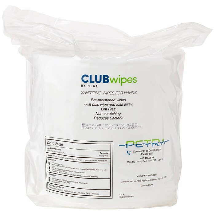 Petra CLUBwipes Hand Sanitizer Wipes Refill, 1500 Wipes/Roll, 4