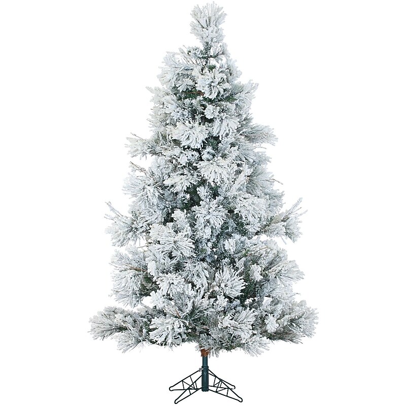 Fraser Hill Farm 6.5 ft. Flocked Snowy Pine Pre-Lit Artificial Christmas Tree (FFSN065-0SN) image 1