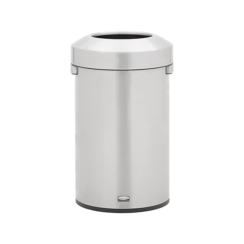 Rubbermaid Refine Stainless Steel Trash Can with Open Lid, 16 Gallons, Silver (2147583) image 1