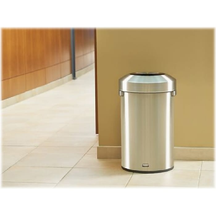 Rubbermaid Refine Stainless Steel Trash Can with Open Lid, 16