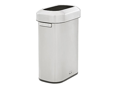 Rubbermaid Refine Stainless Steel Indoor Trash Can with Open Lid 15 Gallon Silver (2147581)