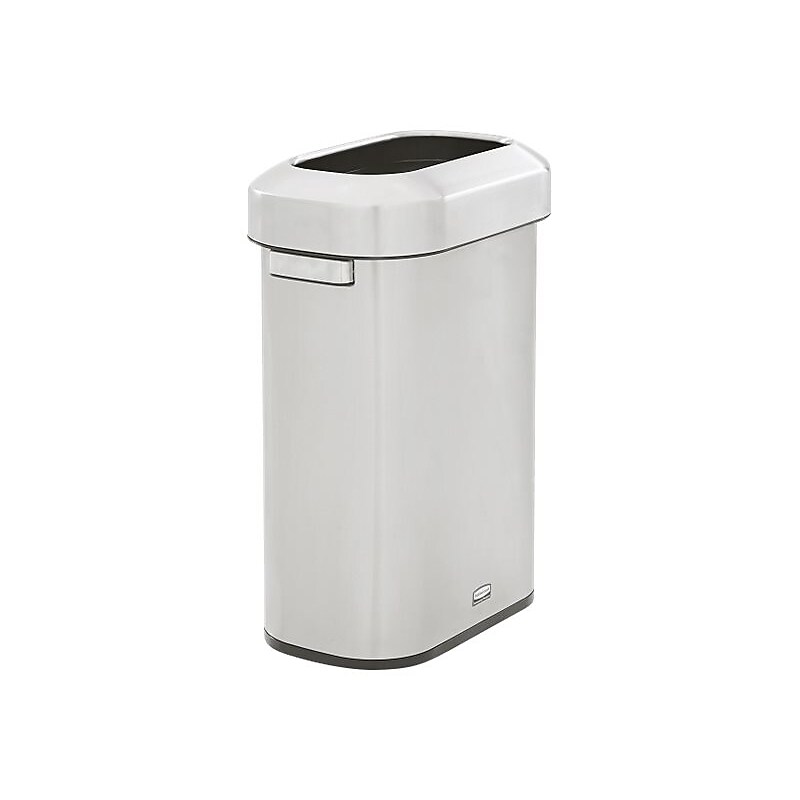 Rubbermaid Refine Stainless Steel Indoor Trash Can with Open Lid, 15 Gallon, Silver (2147581) image 1