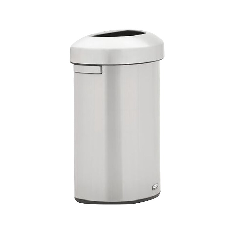 Rubbermaid Refine Stainless Steel Indoor Trash Can with Open Lid, 16 Gallon, Silver (2147550) image 1