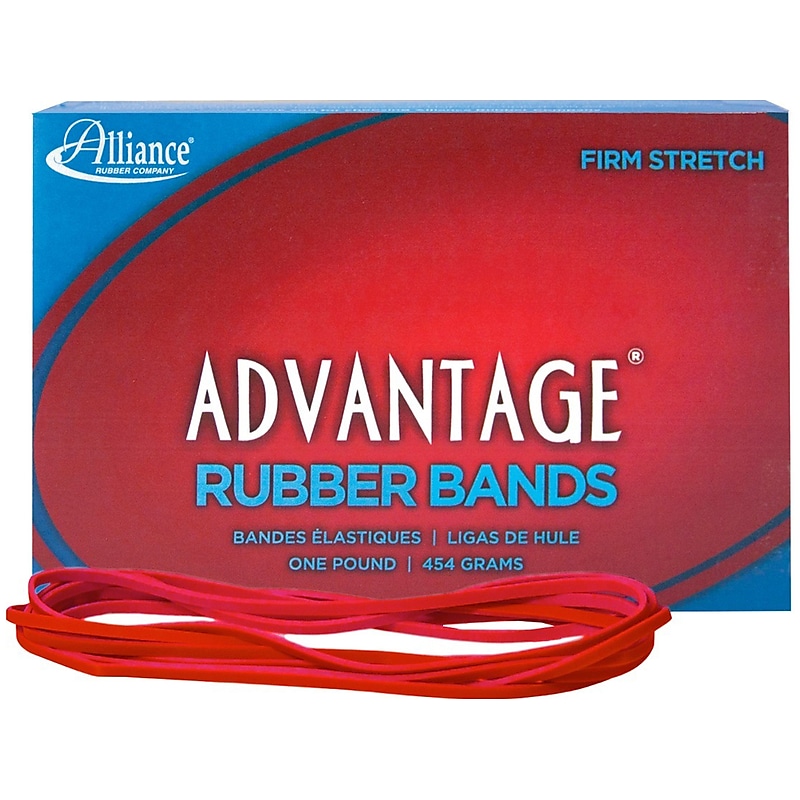 Alliance Rubber Company Red Packer Size #69 Rubber Bands, 6" x 0.25", Red, Approx. 140/Pack, 1 lb. Box (96695) image 1