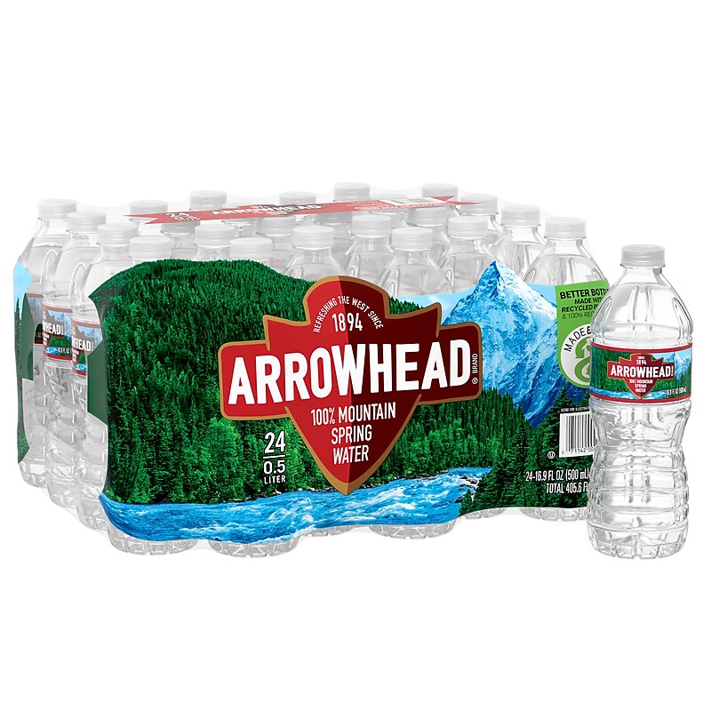 Arrowhead 100% Mountain Spring Water, Regular Flavor, 16.9 oz. Plastic Bottles, 24/Carton (12096567) image 1