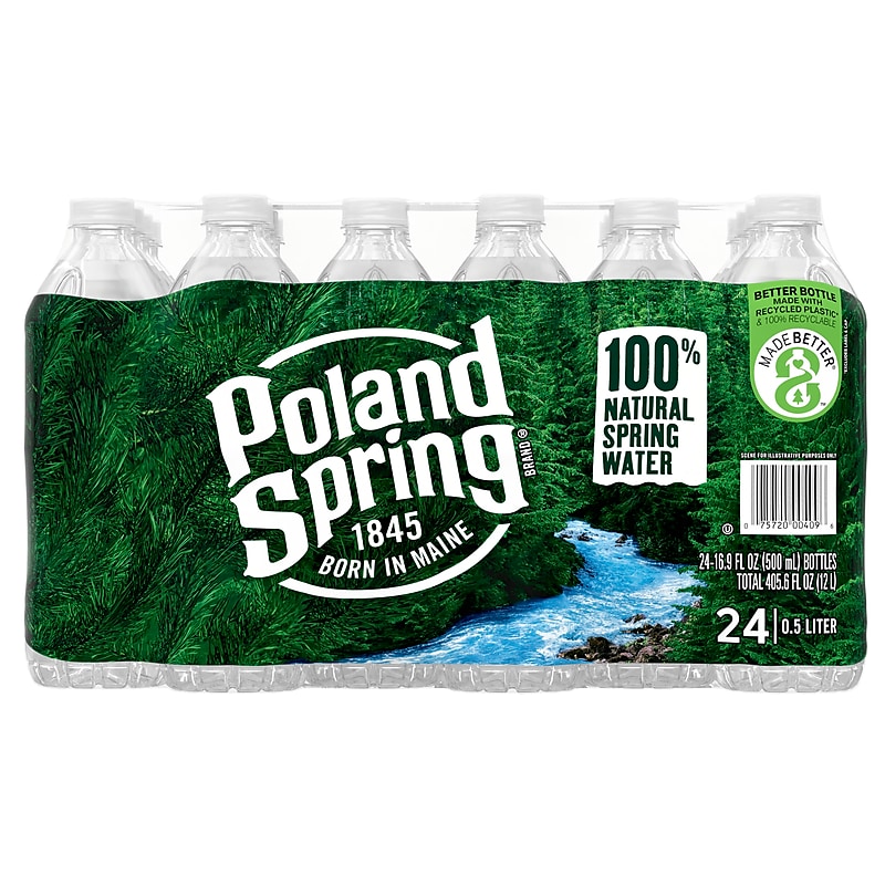 Poland Spring 100% Natural Spring Water, Regular Flavor, 16.9 oz., 24/Carton (12119419) image 1
