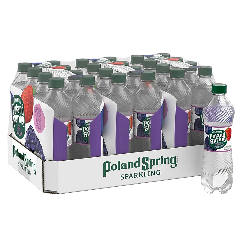 Poland Spring Sparkling Water, Triple Berry, 16.9 oz. Bottles, 24/Carton (12349572) image 1