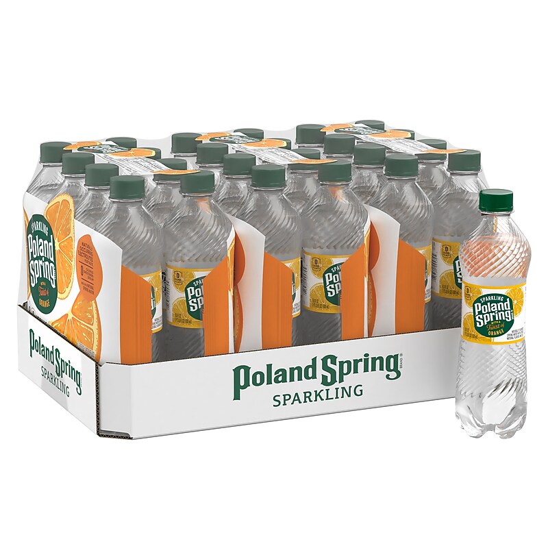 Poland Spring Orange Flavored Sparkling Water, 16.9 oz., 24/Carton (12349571/122060) image 1