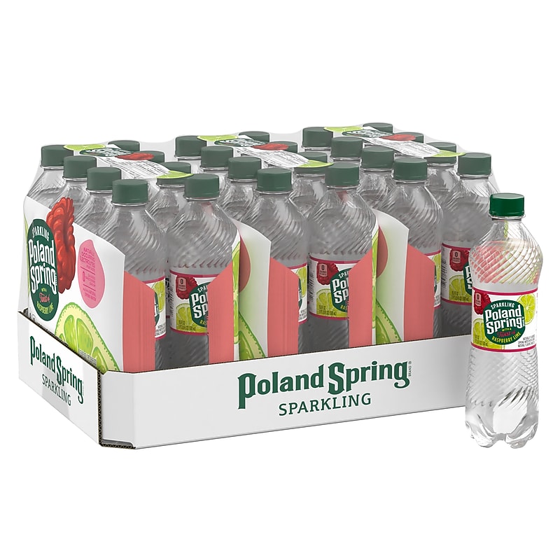 Poland Spring Raspberry Lime Flavored Sparkling Water, 16.9 oz., 24/Carton (12349573/122058) image 1