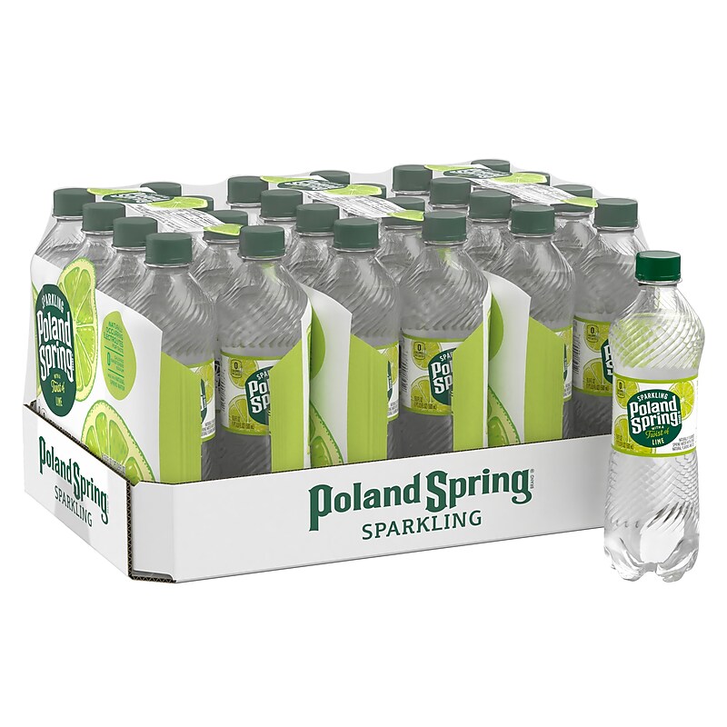Poland Spring Zesty Lime Flavored Sparkling Water, 16.9 oz., 24/Carton (12349570/122058) image 1