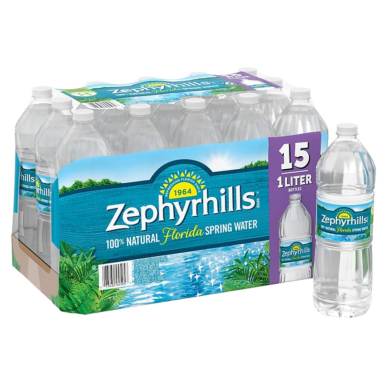Zephyrhills 100% Natural Spring Water, 33.8 oz., 15 Bottles/Carton (11475332) image 1