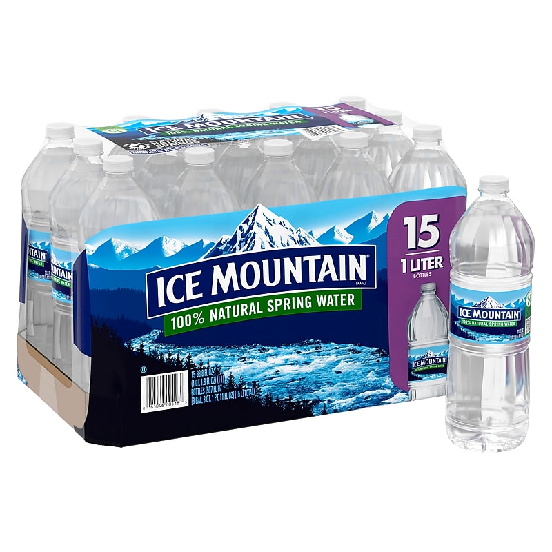 Ice Mountain 100% Natural Spring Water, 33.8 oz., 15 Bottles/Carton (11475325) image 1