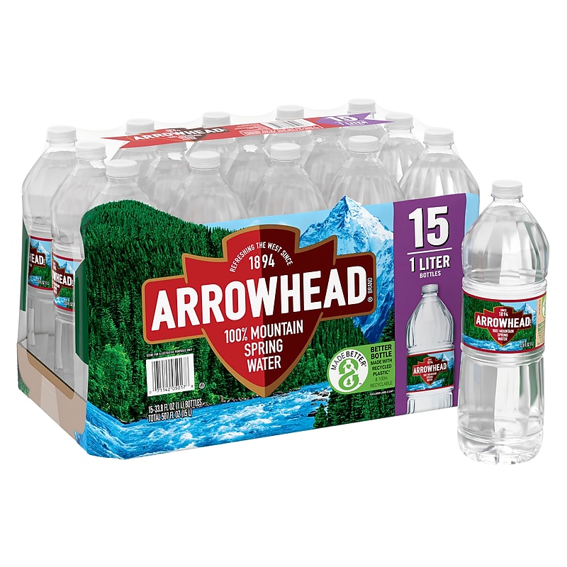 Arrowhead 100% Mountain Spring Water, 33.8 oz. Plastic Bottles, 15/Carton (11475327) image 1