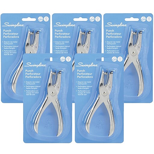 Swingline One Hole Punch, 5 Sheet Capacity, Silver, Pack of 5