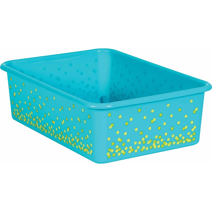Teacher Created Resources Confetti Large Plastic Storage Bin, Teal