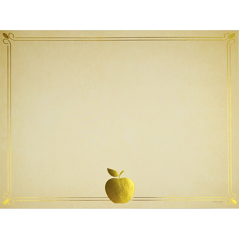 Great Papers Bright Apple Certificates, 8.5" x 11", Yellow/Gold, 15/Pack (2020003) image 1
