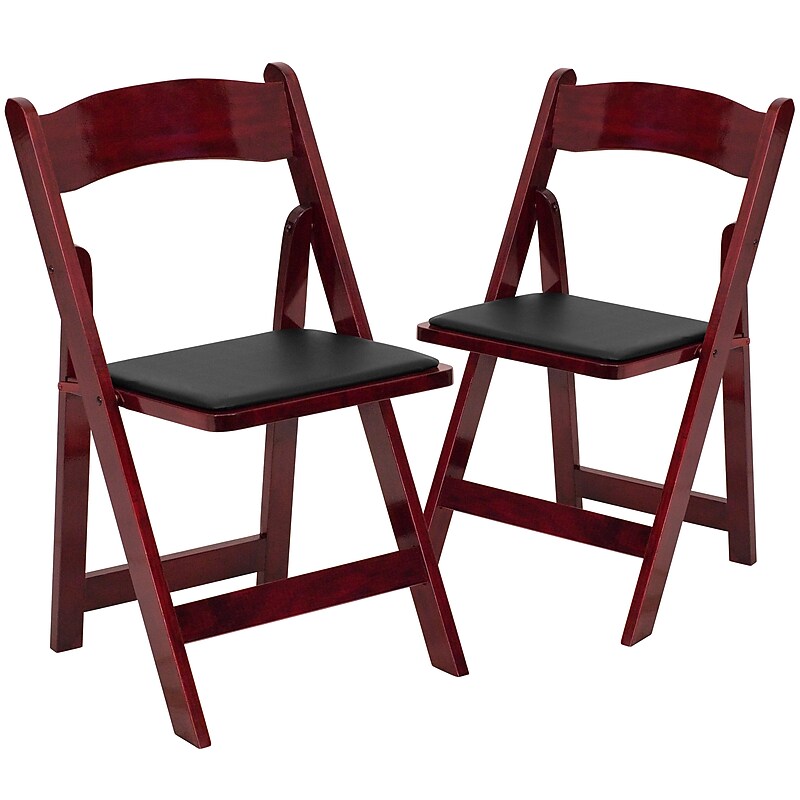 Flash Furniture HERCULES Series Wood Folding Chair, Mahogany/Black, 2/Pack (2XF2903MAHWOOD) image 1