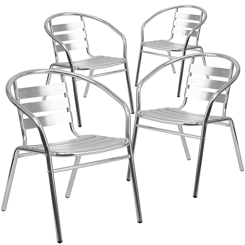 Flash Furniture Aluminum Stacking Indoor-Outdoor Chairs, 4/Pack (4TLH017B) image 1