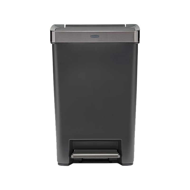Rubbermaid Premier Series III Indoor Step-On Trash Can with Lid, 12.4 Gallon, Black (2120983) image 1