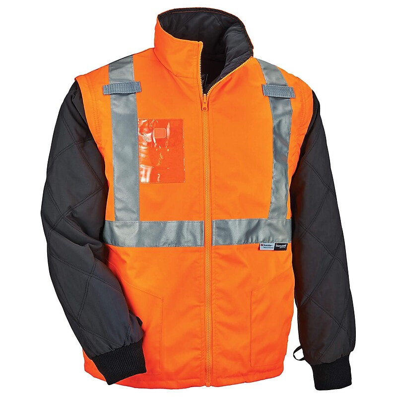GloWear 8287 Convertible Thermal Jacket, ANSI Class R2, Orange, 4XL (25518) image 1