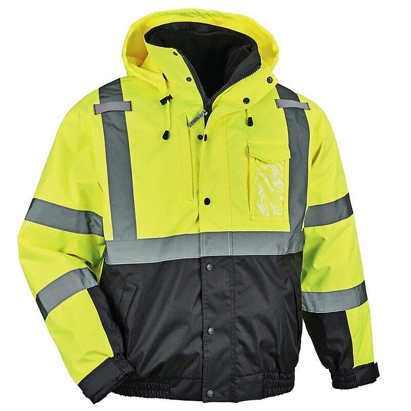 GloWear 8381 Performance 3-in-1 Bomber Jacket, ANSI Class R3, Lime, Large (25594) image 1