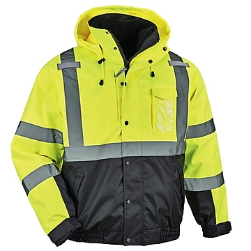 GloWear 8381 Performance 3-in-1 Bomber Jacket, ANSI Class R3, Lime, Large (25594)
