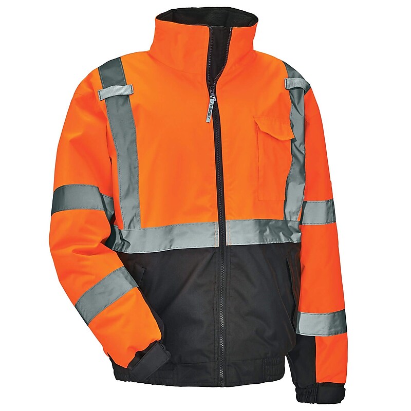 GloWear 8377 Quilted Bomber Jacket, ANSI Class R3, Orange, 2XL (25616) image 1