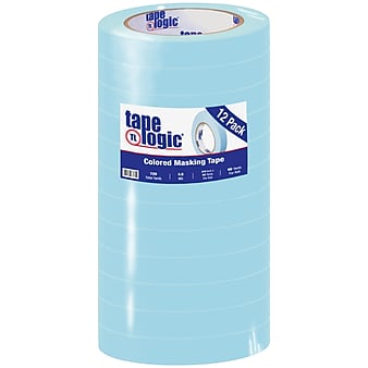 Tape Logic™ 3/4" x 60 Yards Light Masking Tape, Blue, 12 Rolls (T93400312PKH)