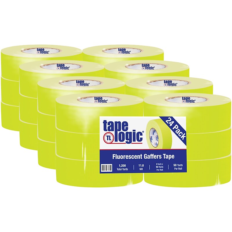Tape Logic 2" x 50 yds. x 11 mil Gaffers Tape,  Fluorescent Yellow, 24/Carton image 1