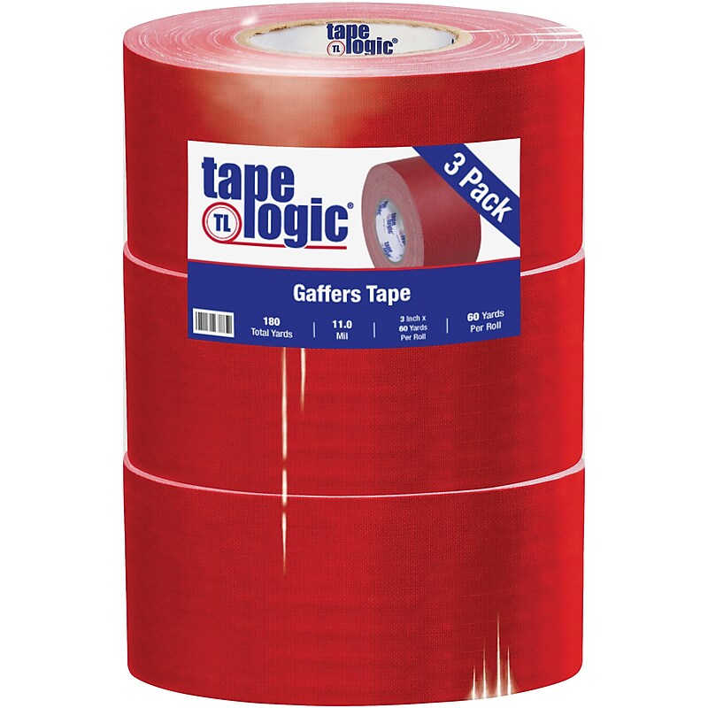 Tape Logic 3" x 60 yds. x 11 mil Gaffers Tape,  Red,  3/Pk image 1
