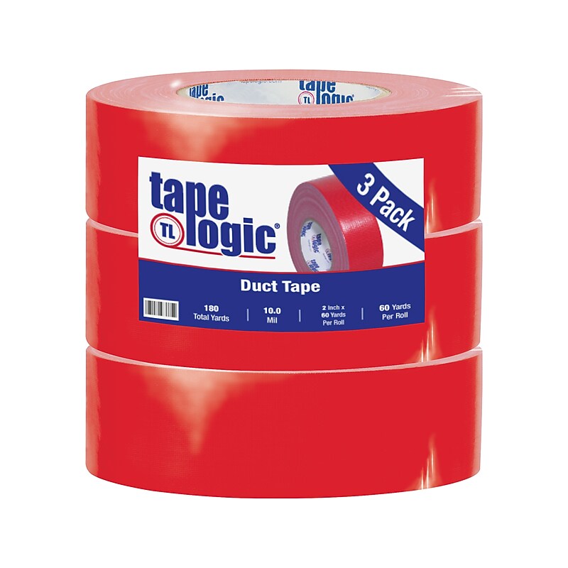 Colored Duct Tape, Red, 2" x 60 yards, 3/Pack image 1