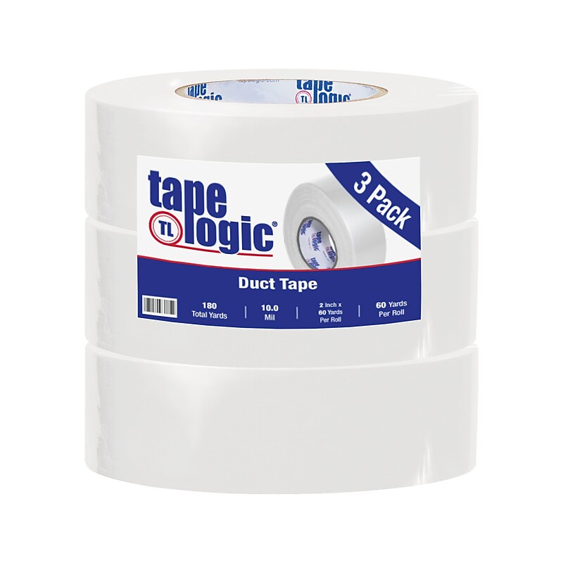 Colored Duct Tape, White, 2" x 60 yards, 3/Pack image 1