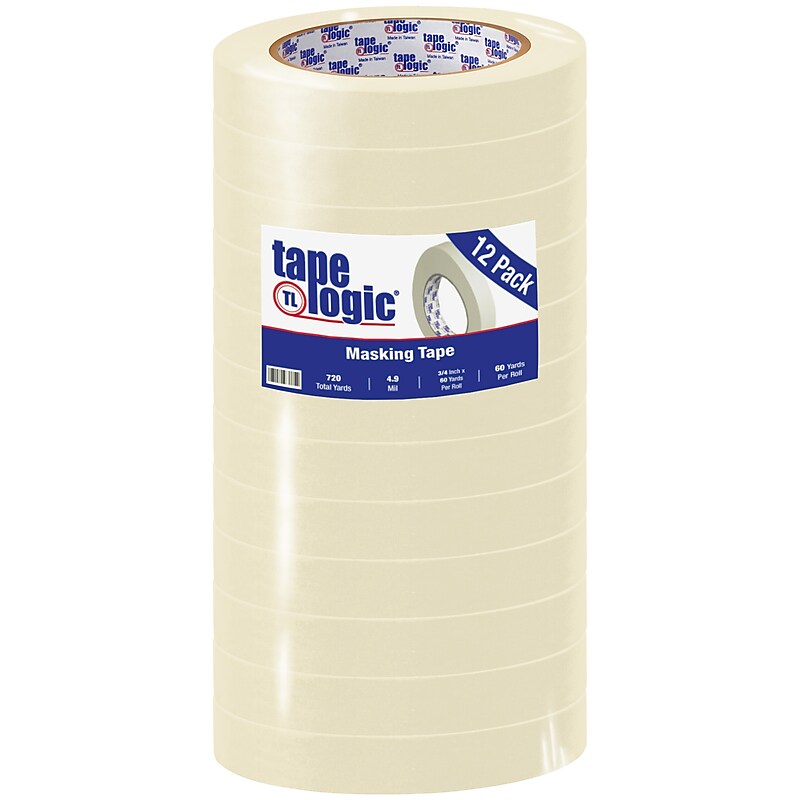 Tape Logic™ 3/4" x 60 yds. Economy Grade Masking Tape, 12 Rolls image 1