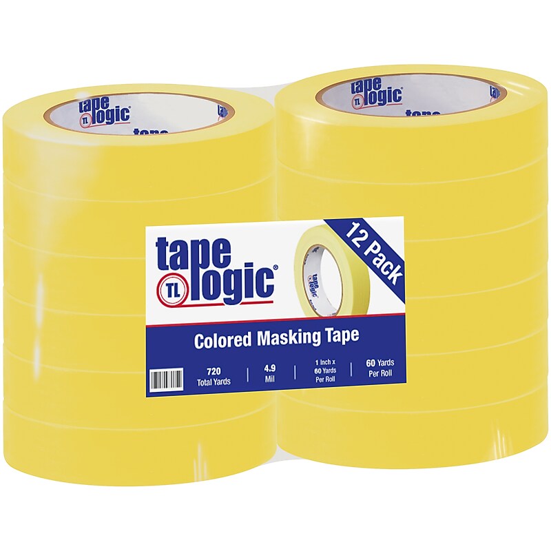 Tape Logic™ 1" x 60 Yards Masking Tape, Yellow, 12 Rolls (T93500312PKY) image 1