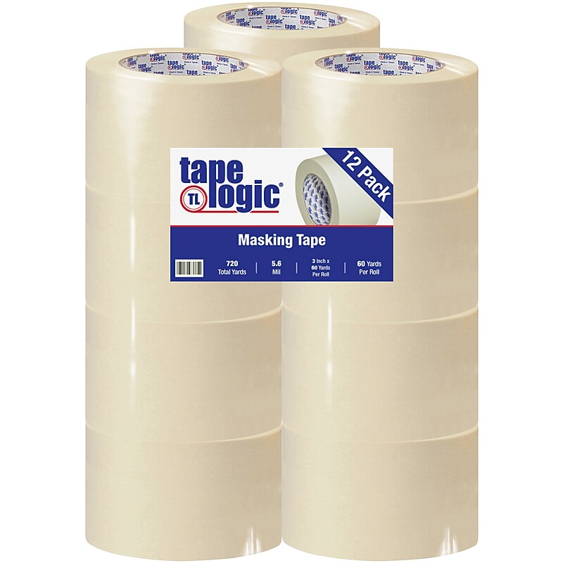 Tape Logic 3" x 60 yds. Medium Grade Masking Tape, 12 Rolls image 1