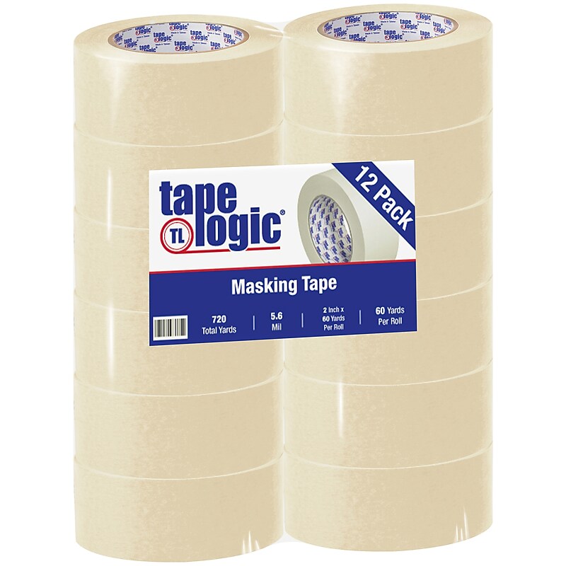Tape Logic 2" x 60 yds. Medium Grade Masking Tape, 12 Rolls image 1