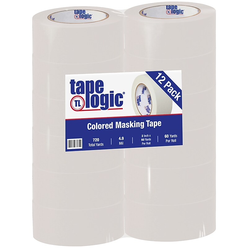 Tape Logic 2" x 60 yds. Masking Tape, White, 12 Rolls image 1