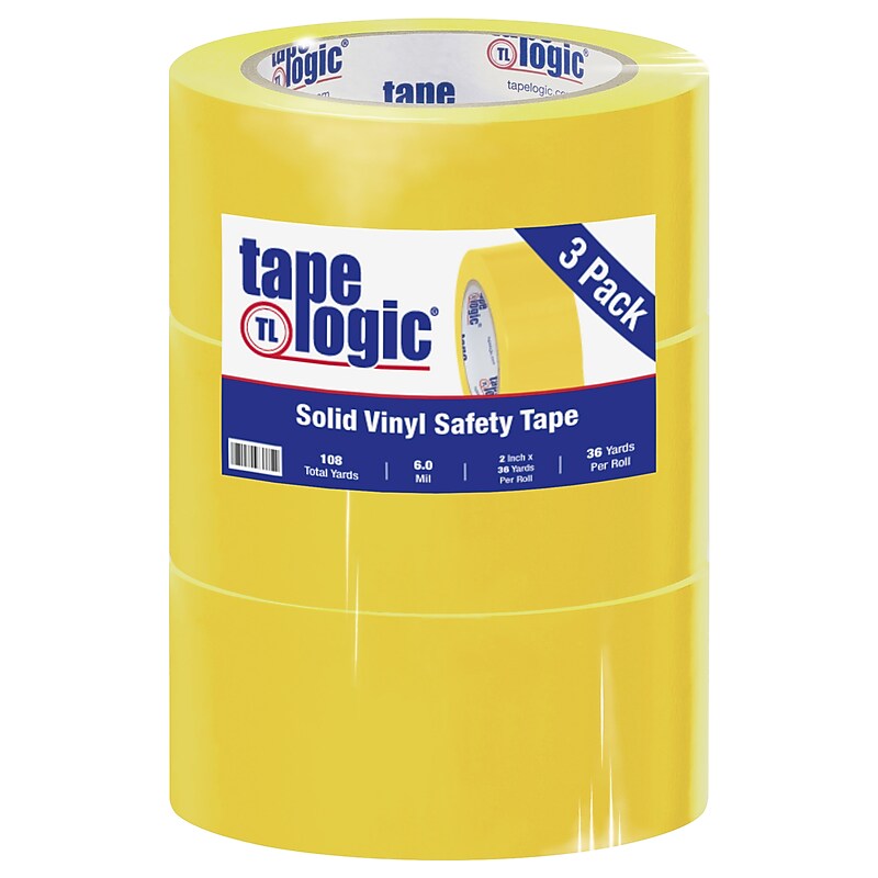 Tape Logic 2" x 36 yds. Solid Vinyl Safety Tape, Yellow, 3/Pack (T92363PKY) image 1