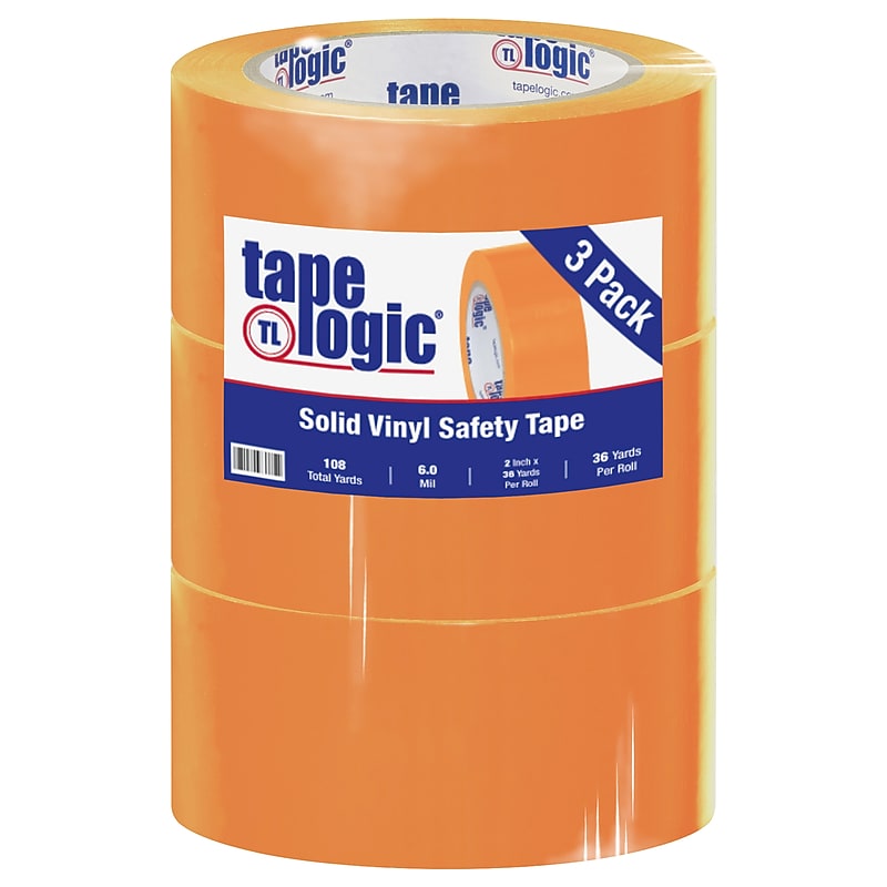 Tape Logic 2" x 36 yds. Solid Vinyl Safety Tape, Orange,  3/Pack (T92363PKO) image 1