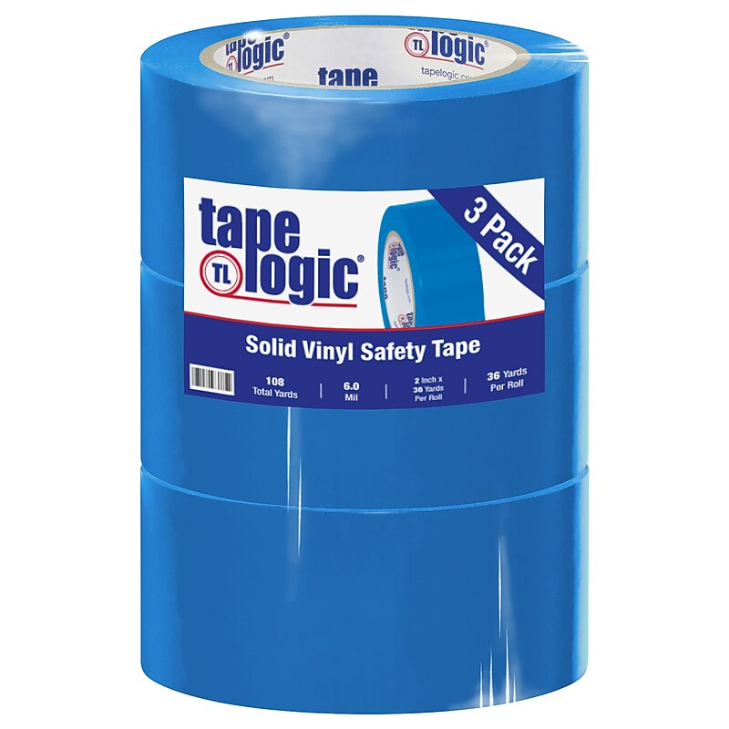 Tape Logic 2" x 36 yds. Solid Vinyl Safety Tape, Blue,  3/Pack (T92363PKB) image 1