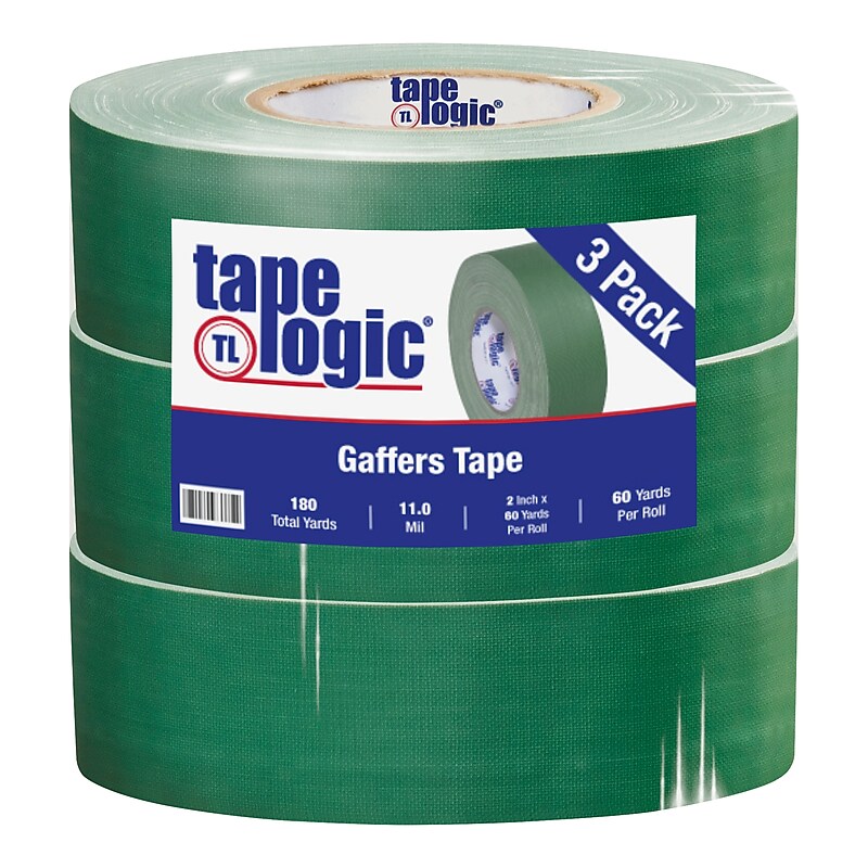 Tape Logic 2" x 60 yds. x 11 mil Gaffers Tape,  Green,  3/Pk image 1