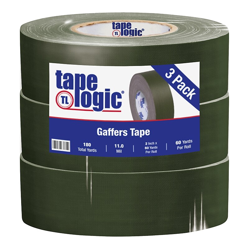 Tape Logic 2" x 60 yds. x 11 mil Gaffers Tape,  Olive Green,  3/Pk image 1