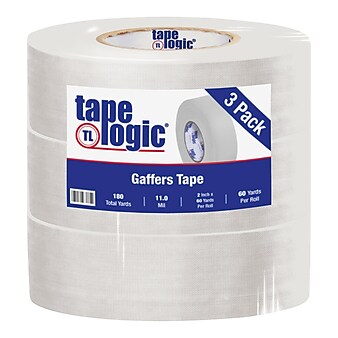 Tape Logic 2" x 60 yds. x 11 mil Gaffers Tape,  White,  3/Pk