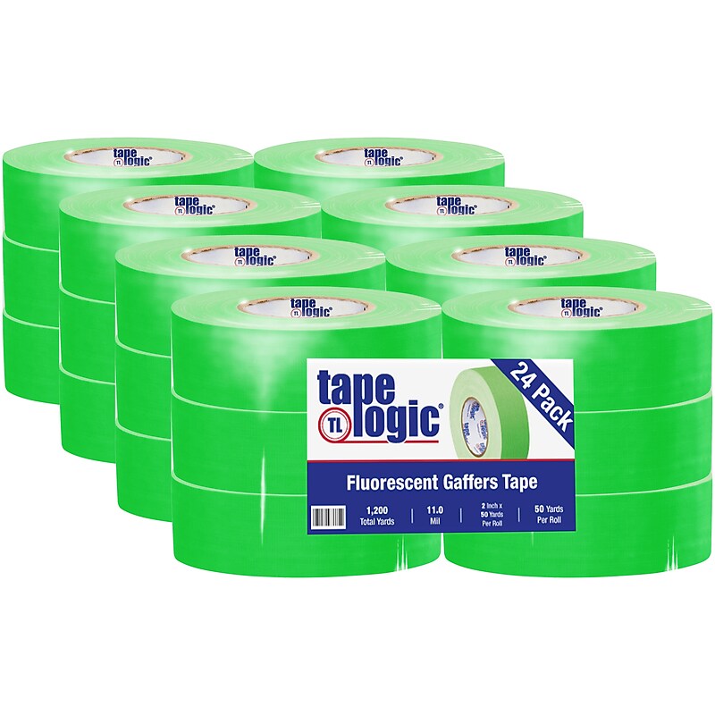 Tape Logic 2" x 50 yds. x 11 mil Gaffers Tape,  Fluorescent Green, 24/Carton image 1