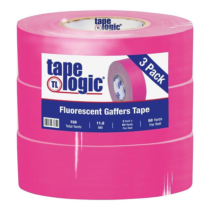 Tape Logic 2" x 50 yds. x 11 mil Gaffers Tape,  Fluorescent Pink,  3/Pk image 1