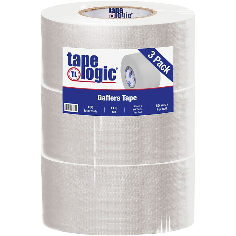 Tape Logic 3" x 60 yds. x 11 mil Gaffers Tape,  White,  3/Pk image 1
