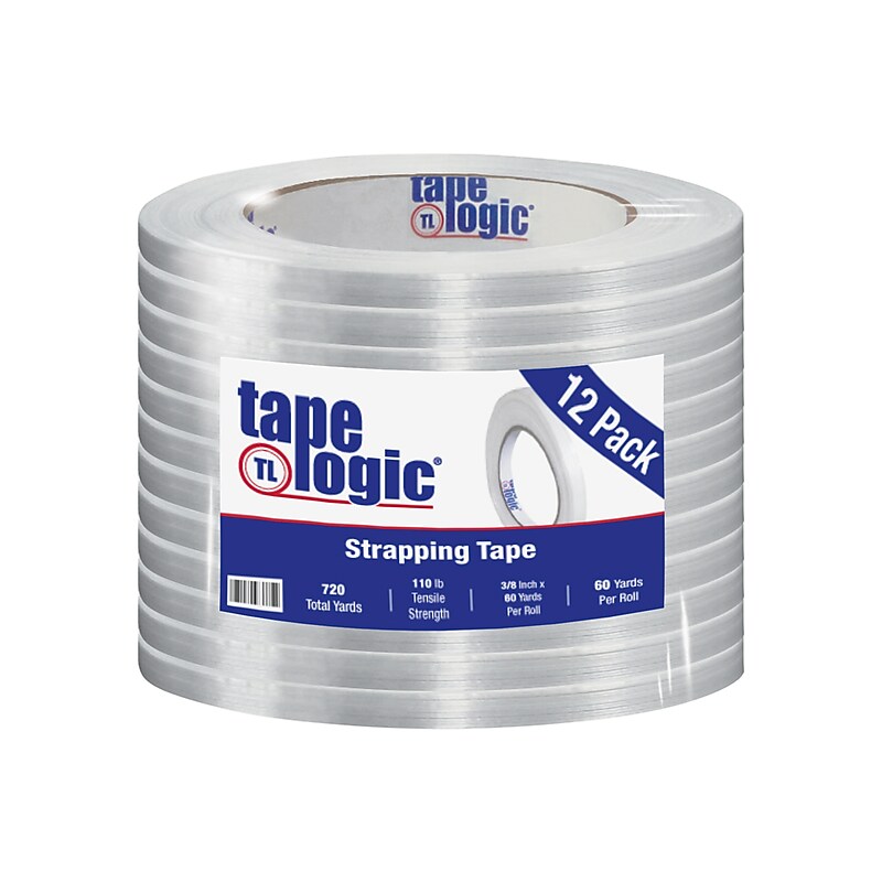 Tape Logic® 1300 Strapping Tape, 3/8" x 60 yds., Clear, 12/Case (T912130012PK) image 1
