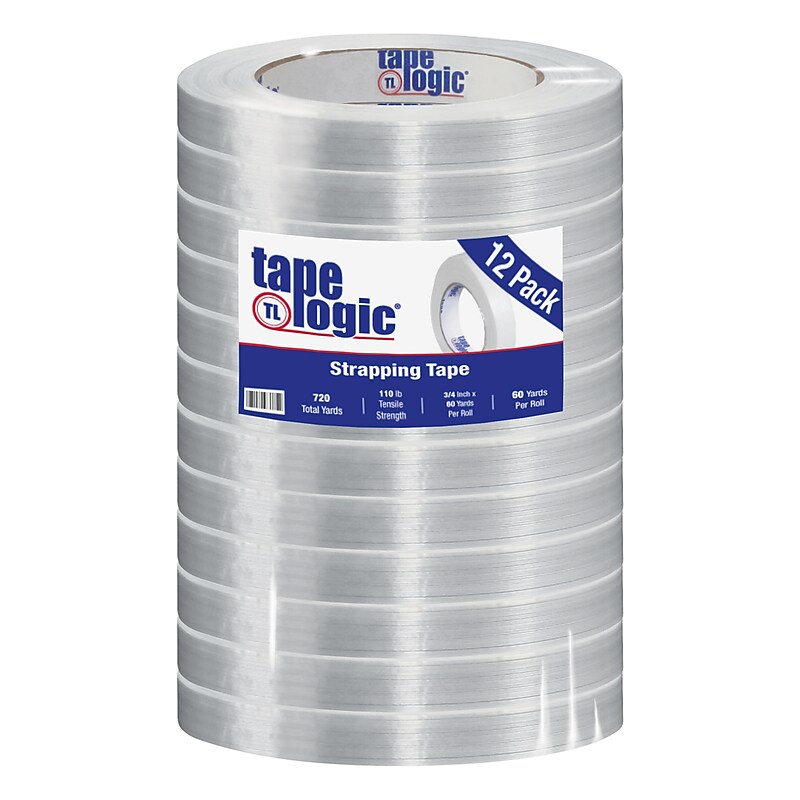 Tape Logic® 1300 Strapping Tape, 3/4" x 60 yds., Clear, 12/Case (T914130012PK) image 1